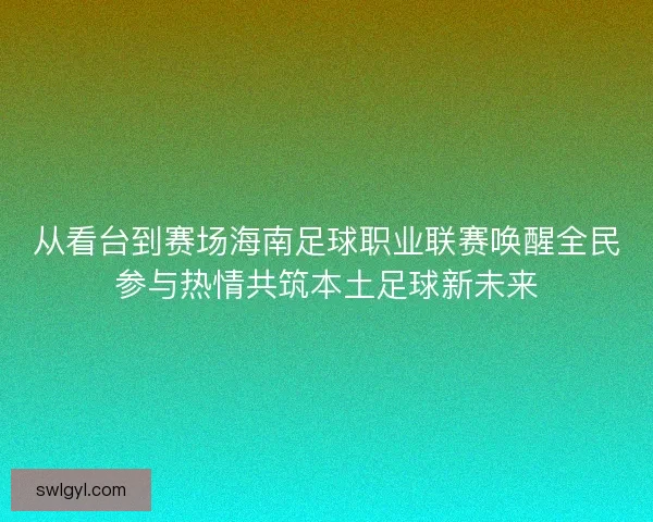 从看台到赛场海南足球职业联赛唤醒全民参与热情共筑本土足球新未来